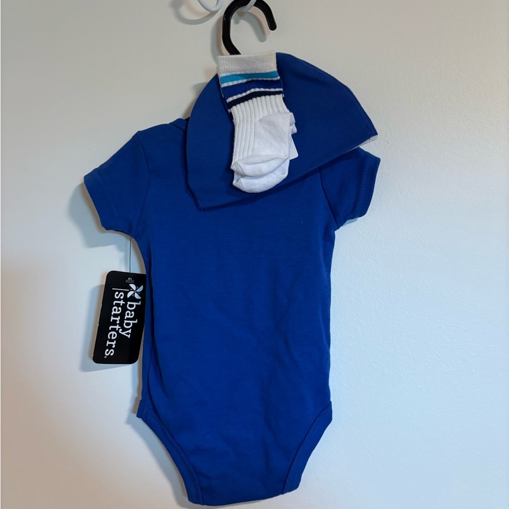 New Dillards Baby One Piece Set with Hat and Socks - Cuter Version of Dad - Picture 2 of 2